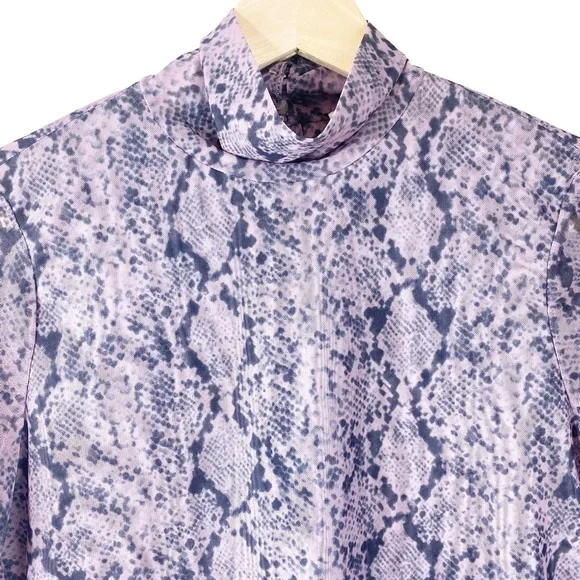 CINQ A SEPT Python Mesh Long Sleeve Turtleneck Top Small - Picture 6 of 9